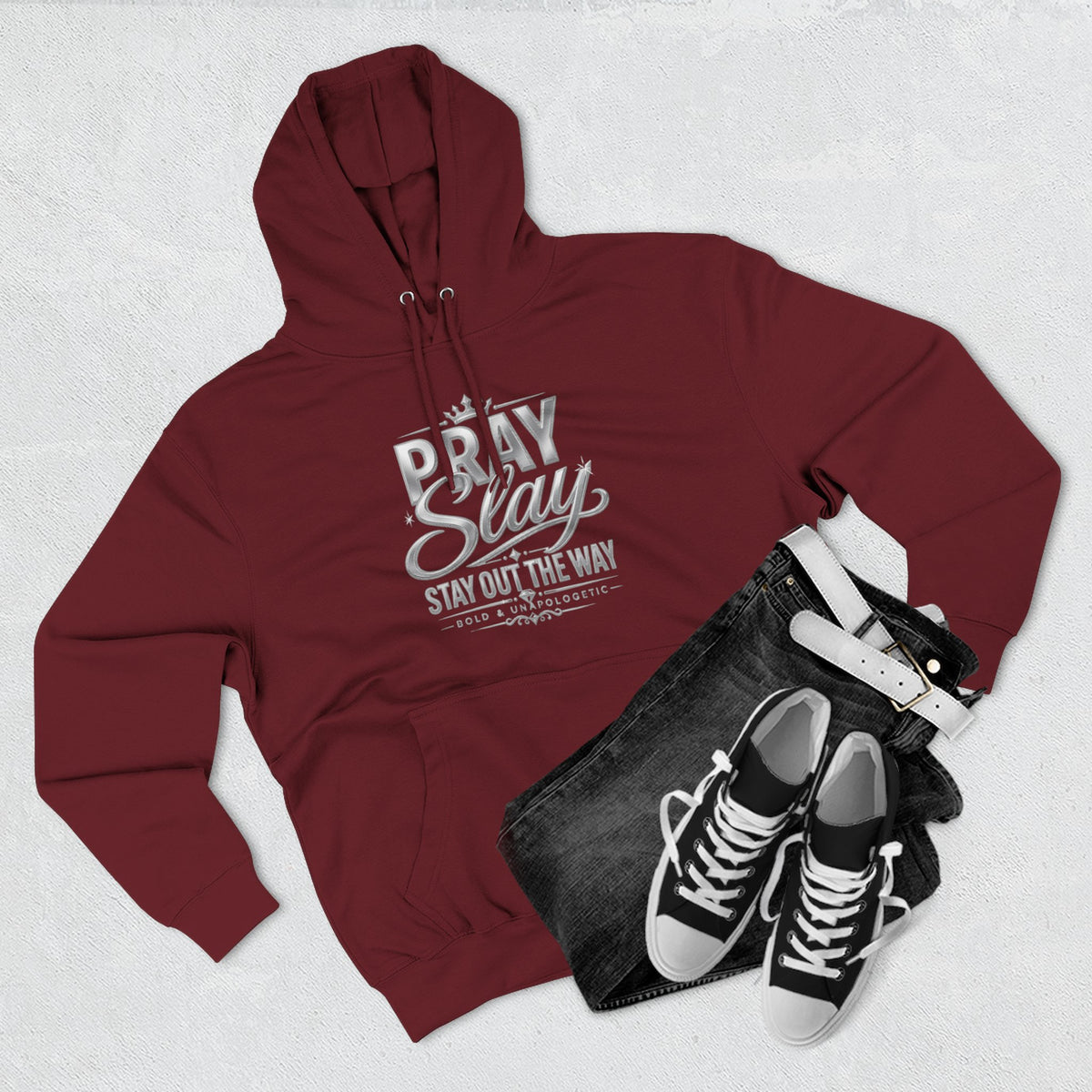 Pray Slay Stay Out The Way Hoodie | Inspirational Script Graphic