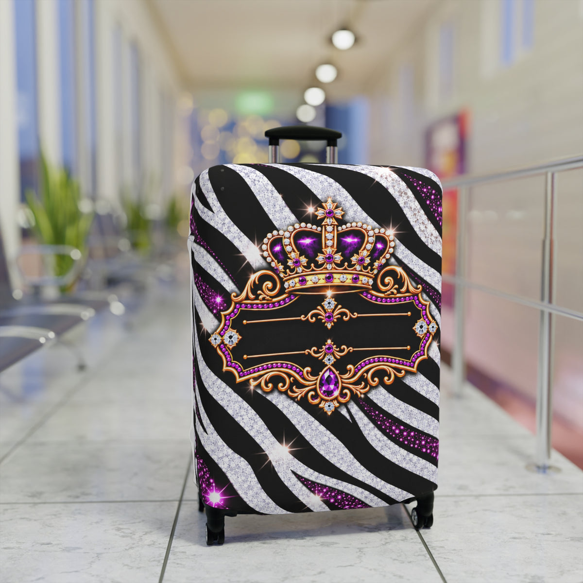 Purple Zebra Print Luggage Cover