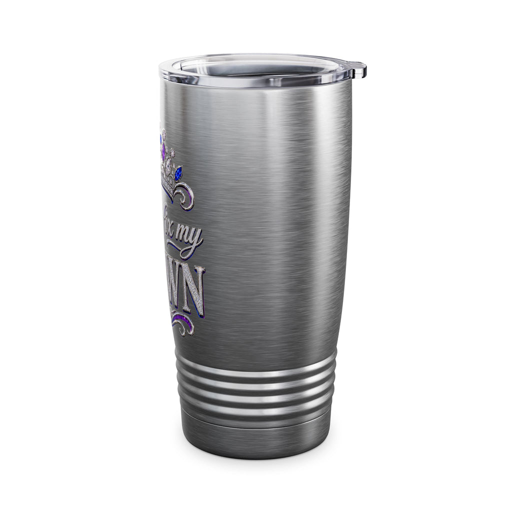 20oz Tumbler — "Let Me Fix My Crown" Glitter Tiara Travel Cup
