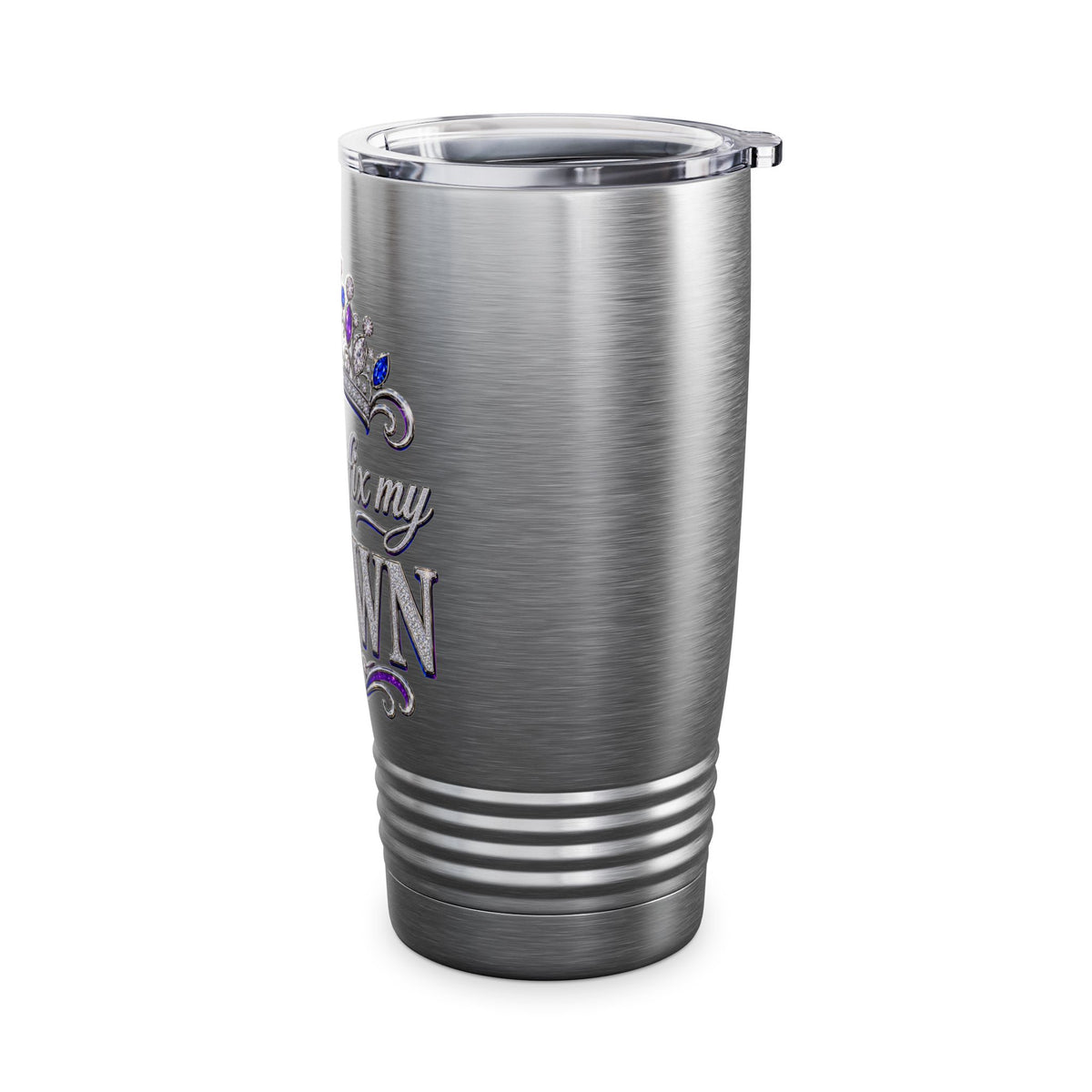 20oz Tumbler — "Let Me Fix My Crown" Glitter Tiara Travel Cup