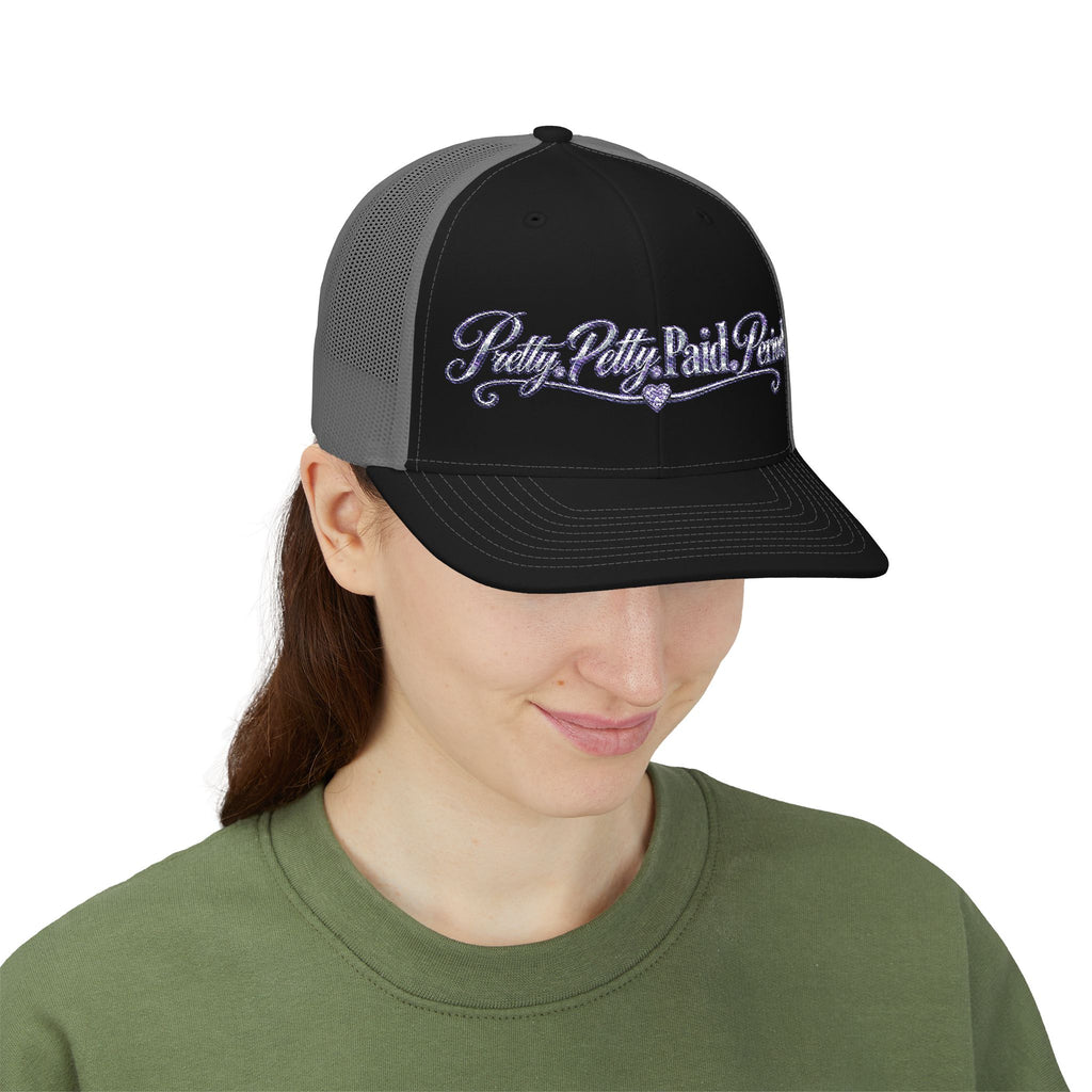 Pretty Petty Paid Period Snapback Cap | Script Rhinestone Style