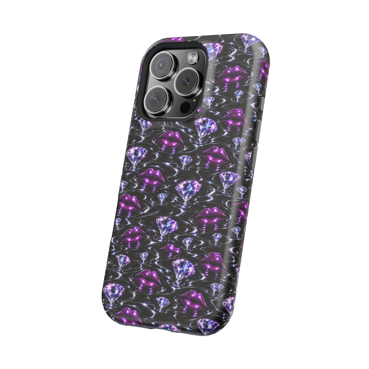 Another image of the Purple Diamond Lips protective phone case.