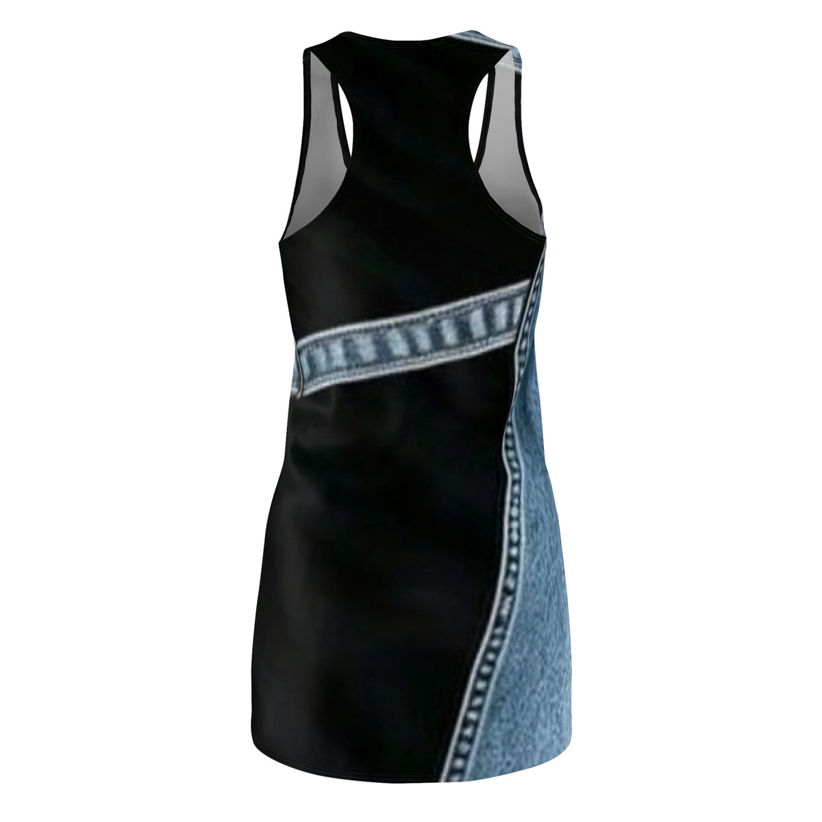 Denim Print Racerback Dress | Casual Chic Blue Jean Graphic
