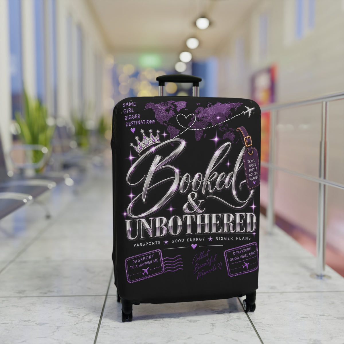 Booked & Unbothered Luggage Cover - Travel Suitcase Protector