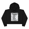 Graphic crop hoodie featuring the phrase 'Things I Don't Have Time For'.