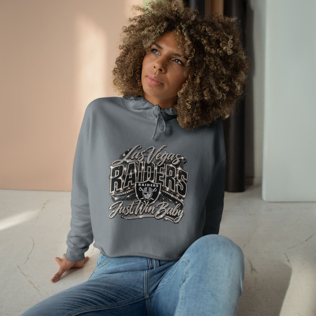 Las Vegas Raiders fan girl crop hoodie featuring football graphics