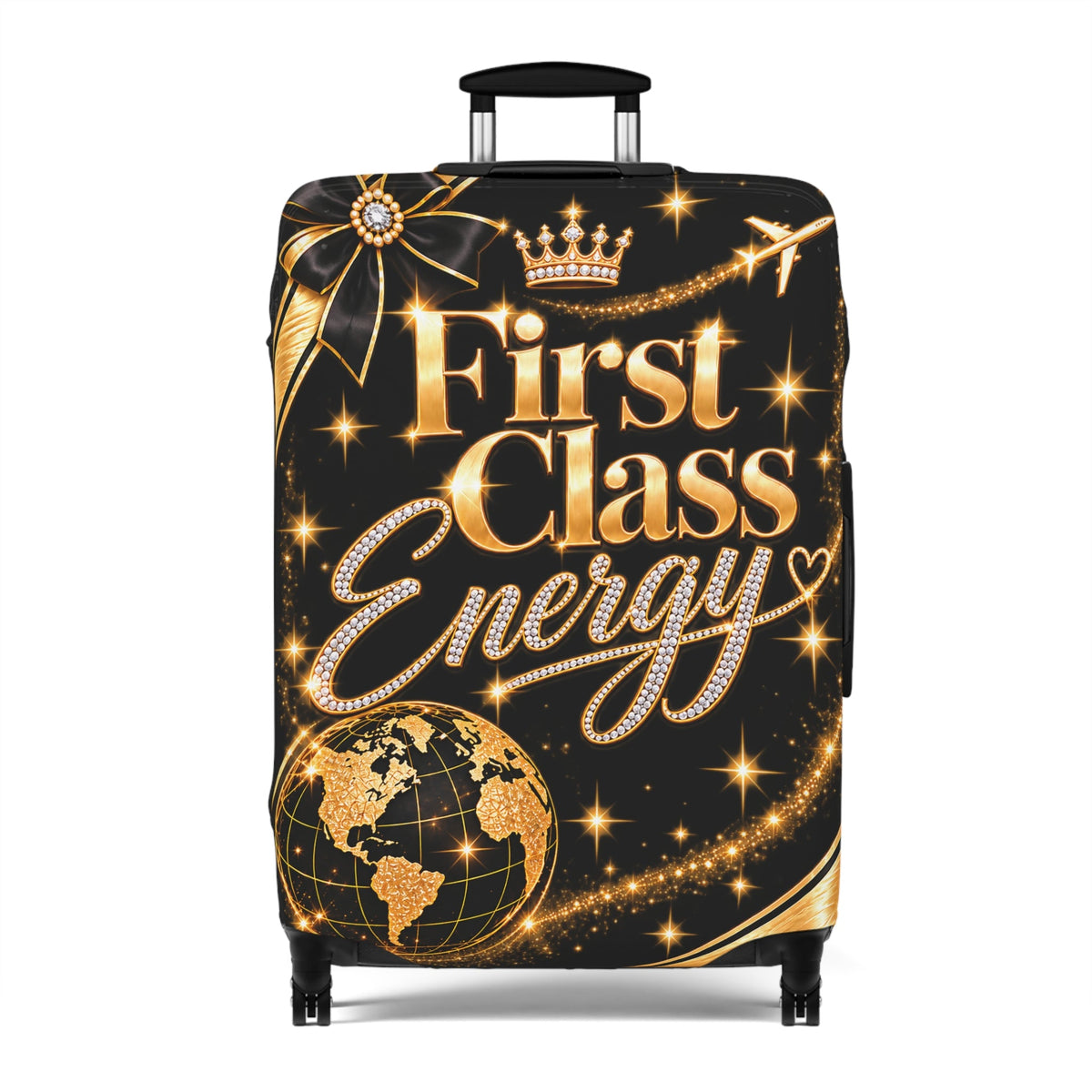 First Class Energy Luggage Cover | Black Gold Travel Sleeve