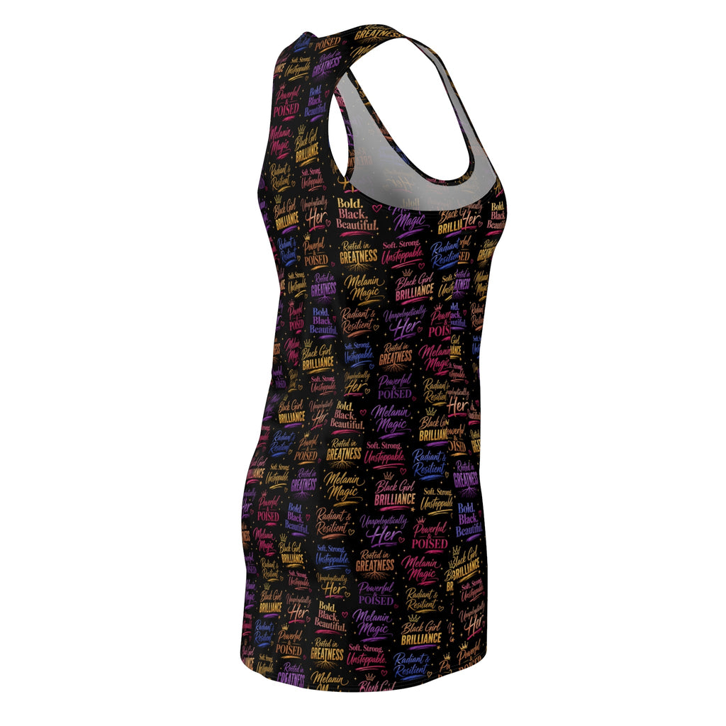 Melanin Affirmation Racerback Dress | Empowerment Typography