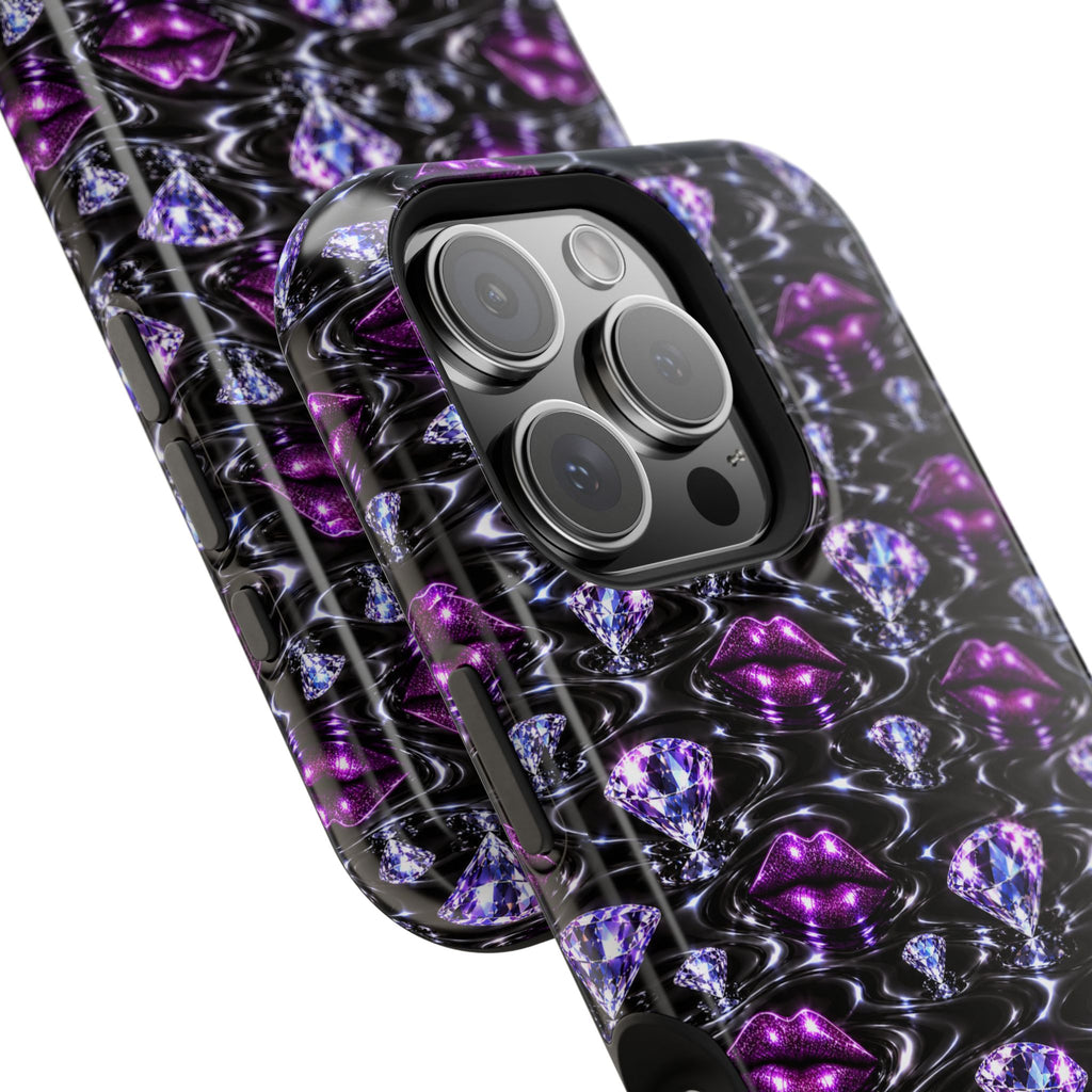 Purple Diamond Lips graphic phone case, alternate product image.