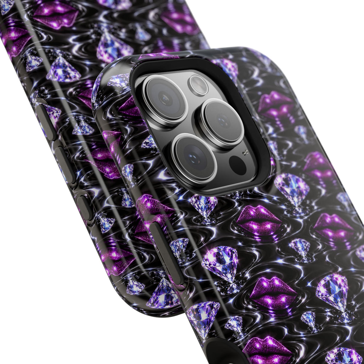 Purple Diamond Lips graphic phone case, alternate product image.