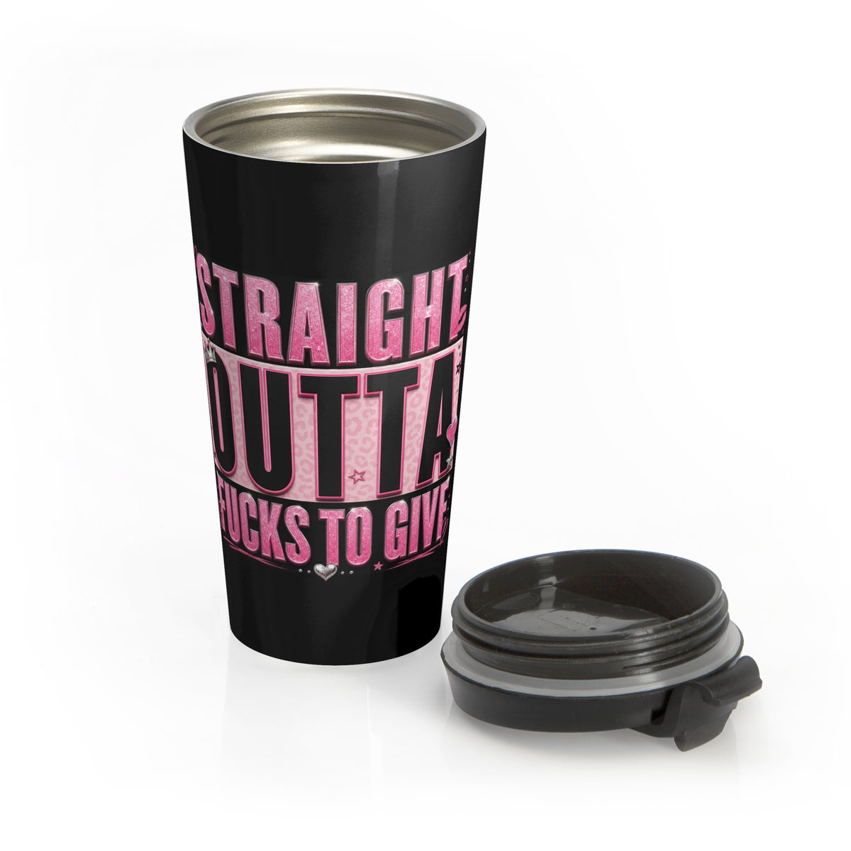 Straight Outta F's To Give Stainless Steel Travel Mug | Pink Text