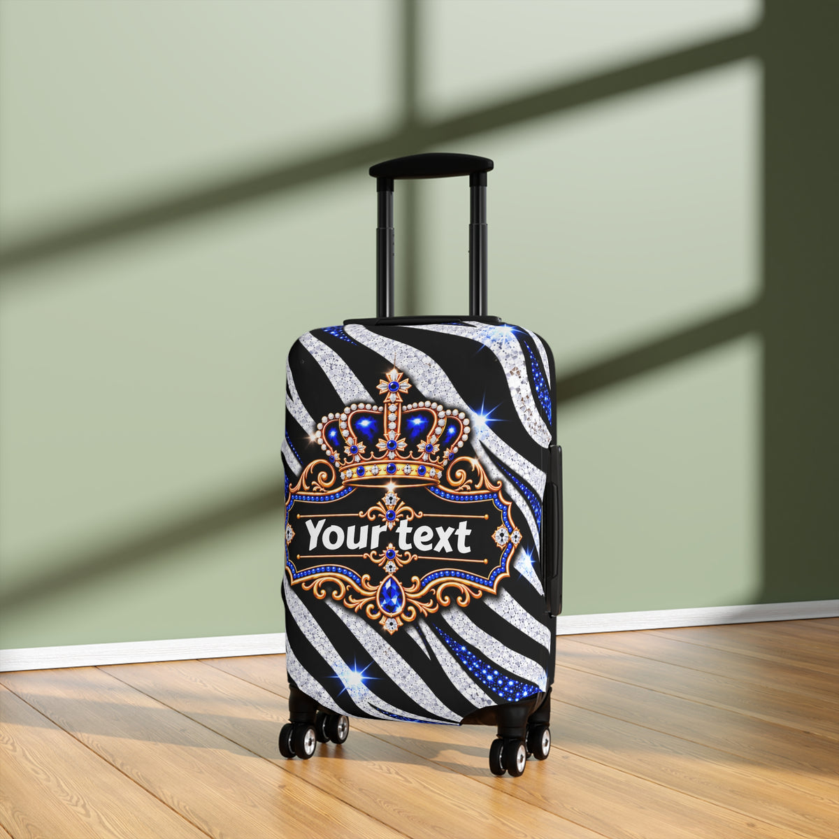 Blue Zebra Print Luggage Cover