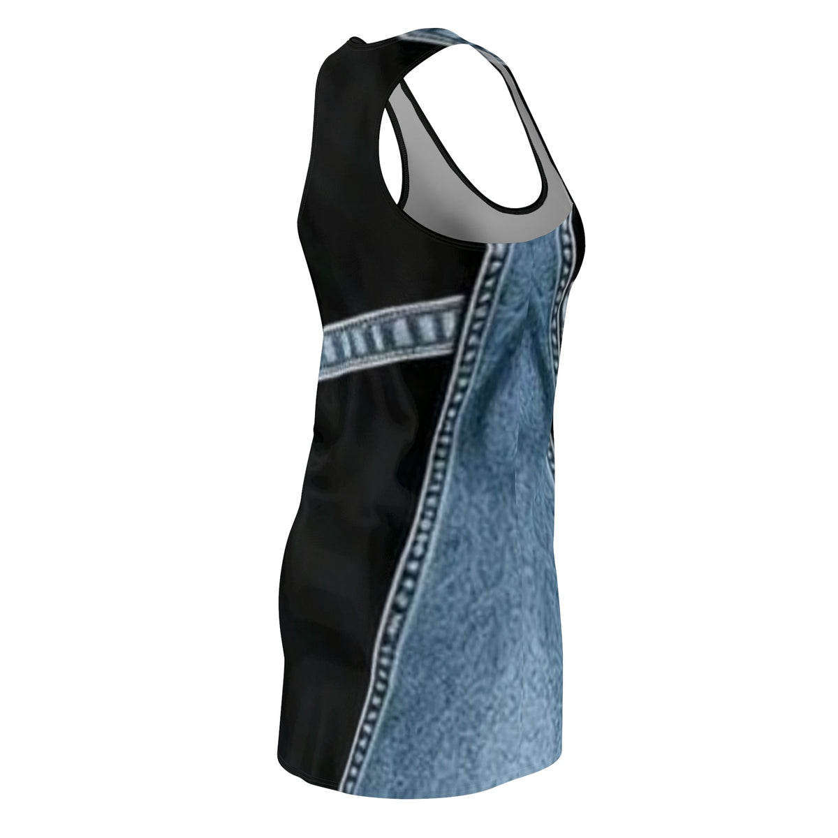 Denim Print Racerback Dress | Casual Chic Blue Jean Graphic