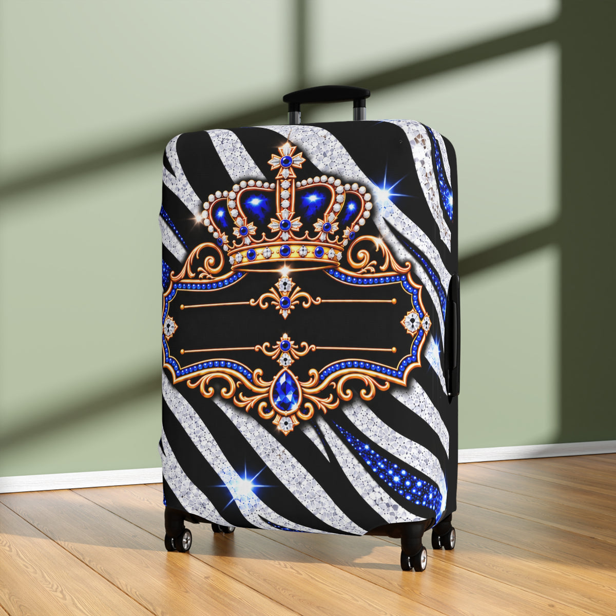 Blue Zebra Print Luggage Cover