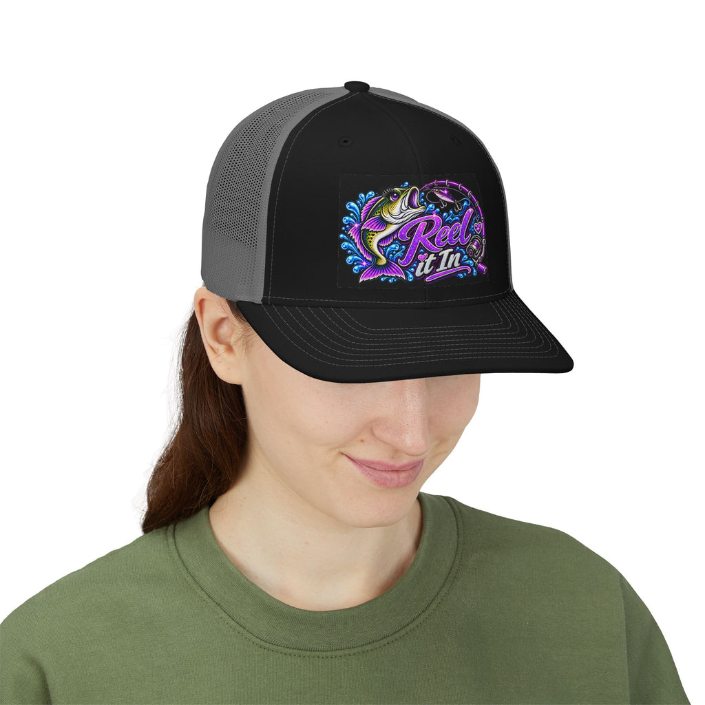 Reel It In fishing trout design Trucker Cap | Snapback mesh hat