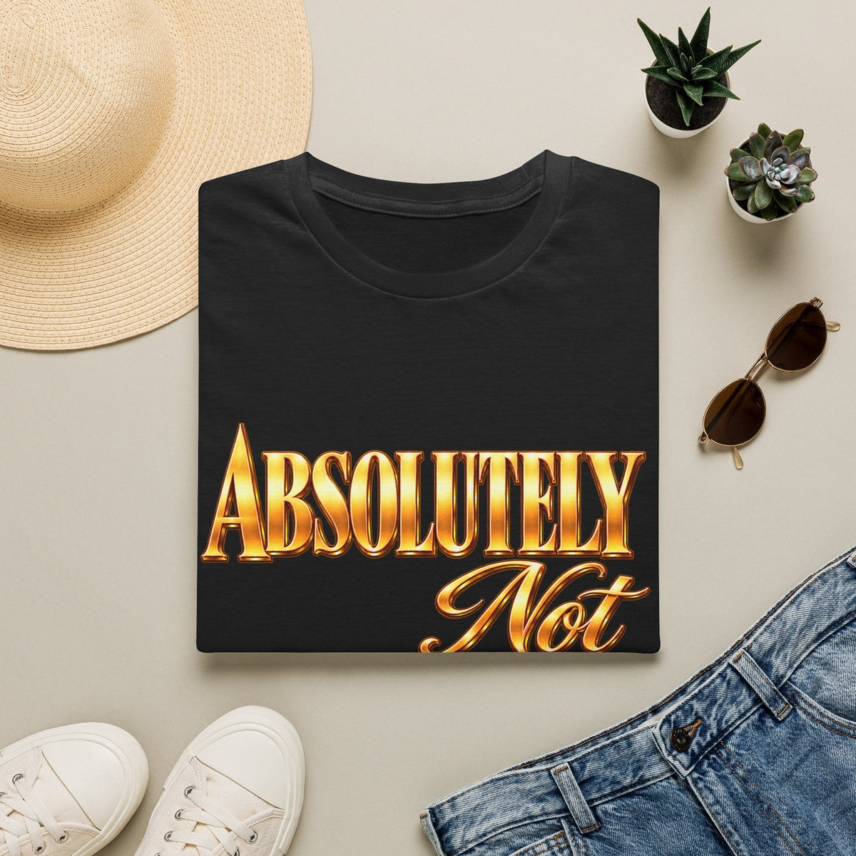 Absolutely Not T-Shirt — Retro Gold Script Graphic Tee