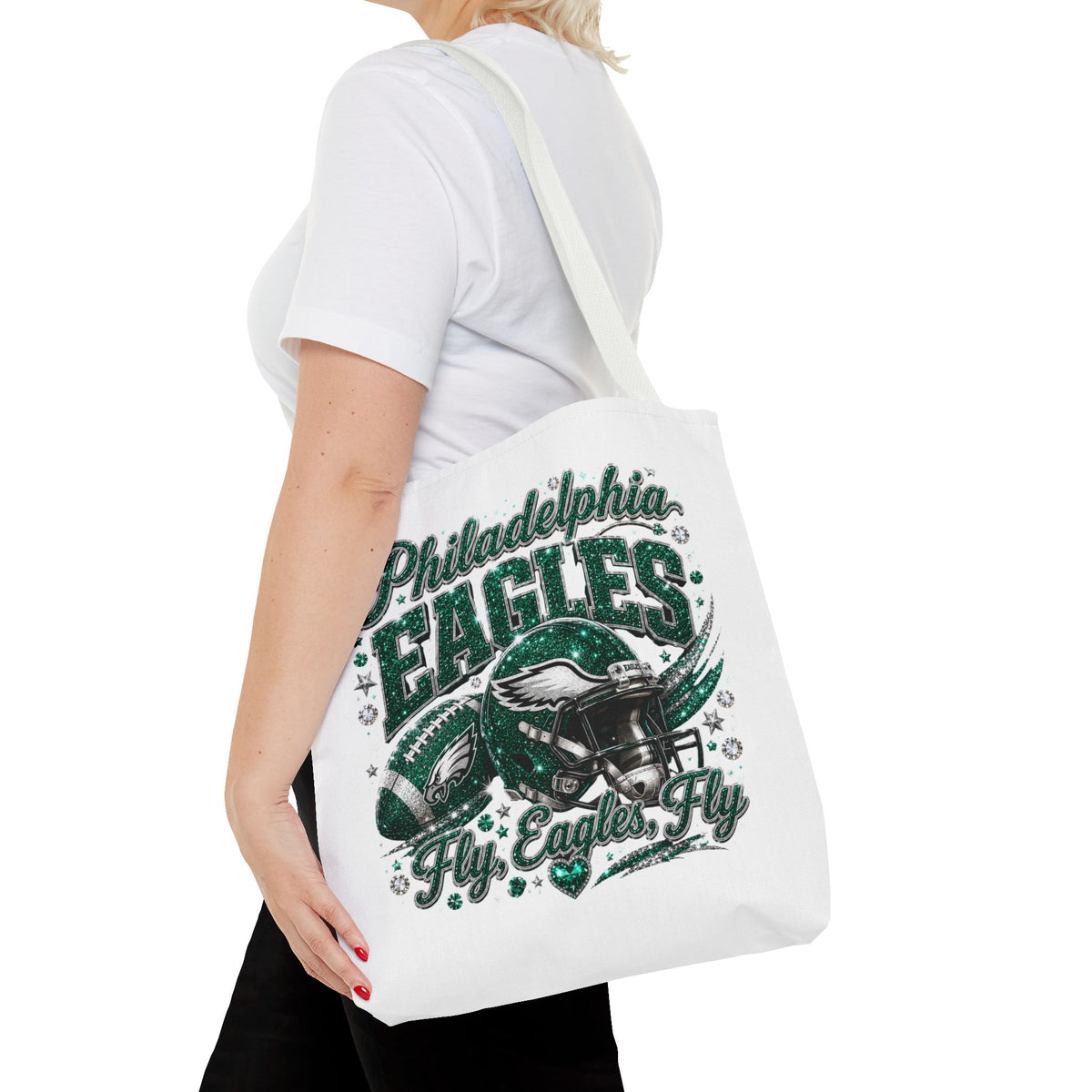 Philadelphia Eagles Fan Girl Tote Bag — Fly Eagles Fly Graphic Tote