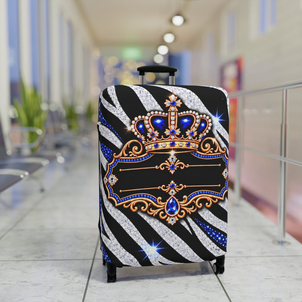 Blue Zebra Print Luggage Cover