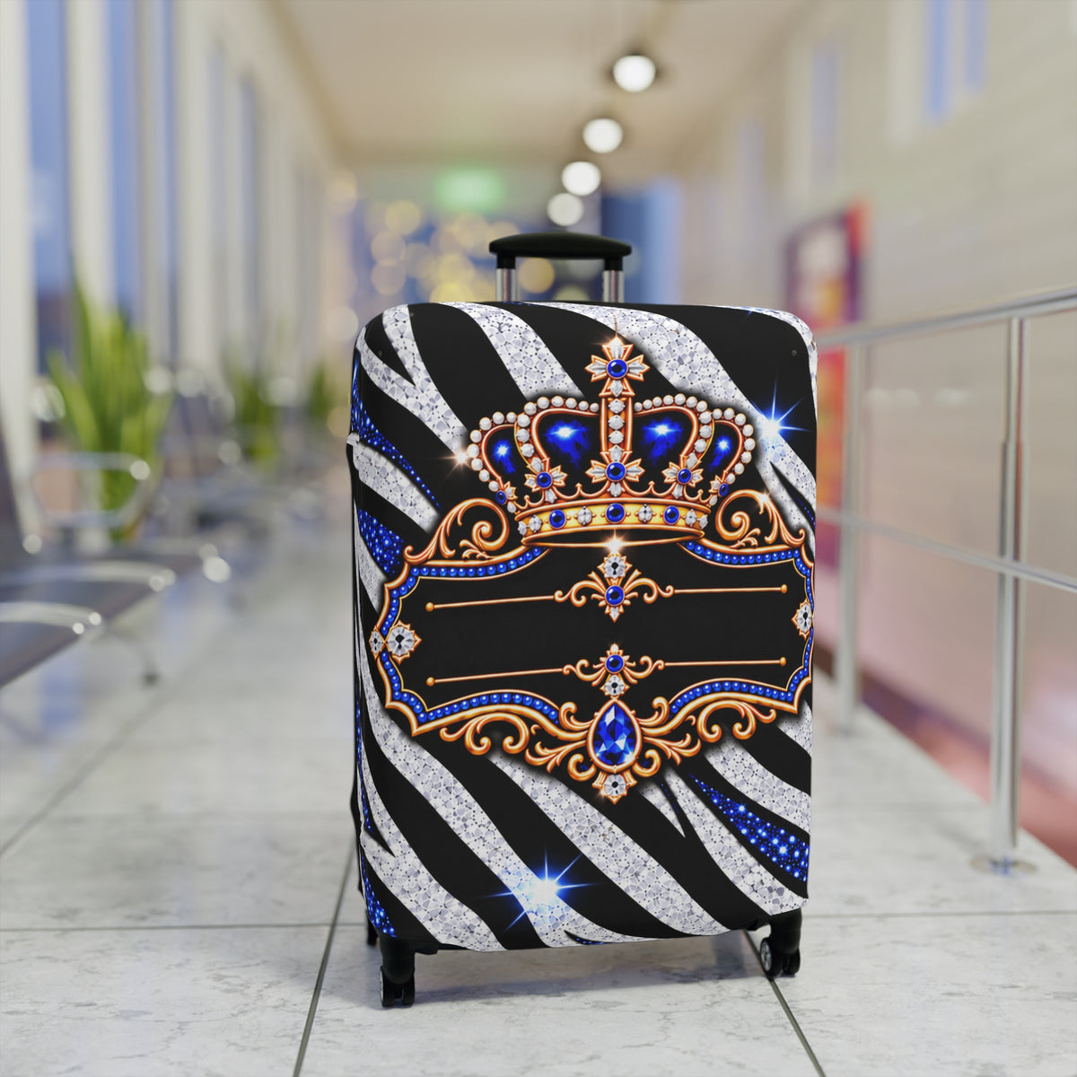 Blue Zebra Print Luggage Cover