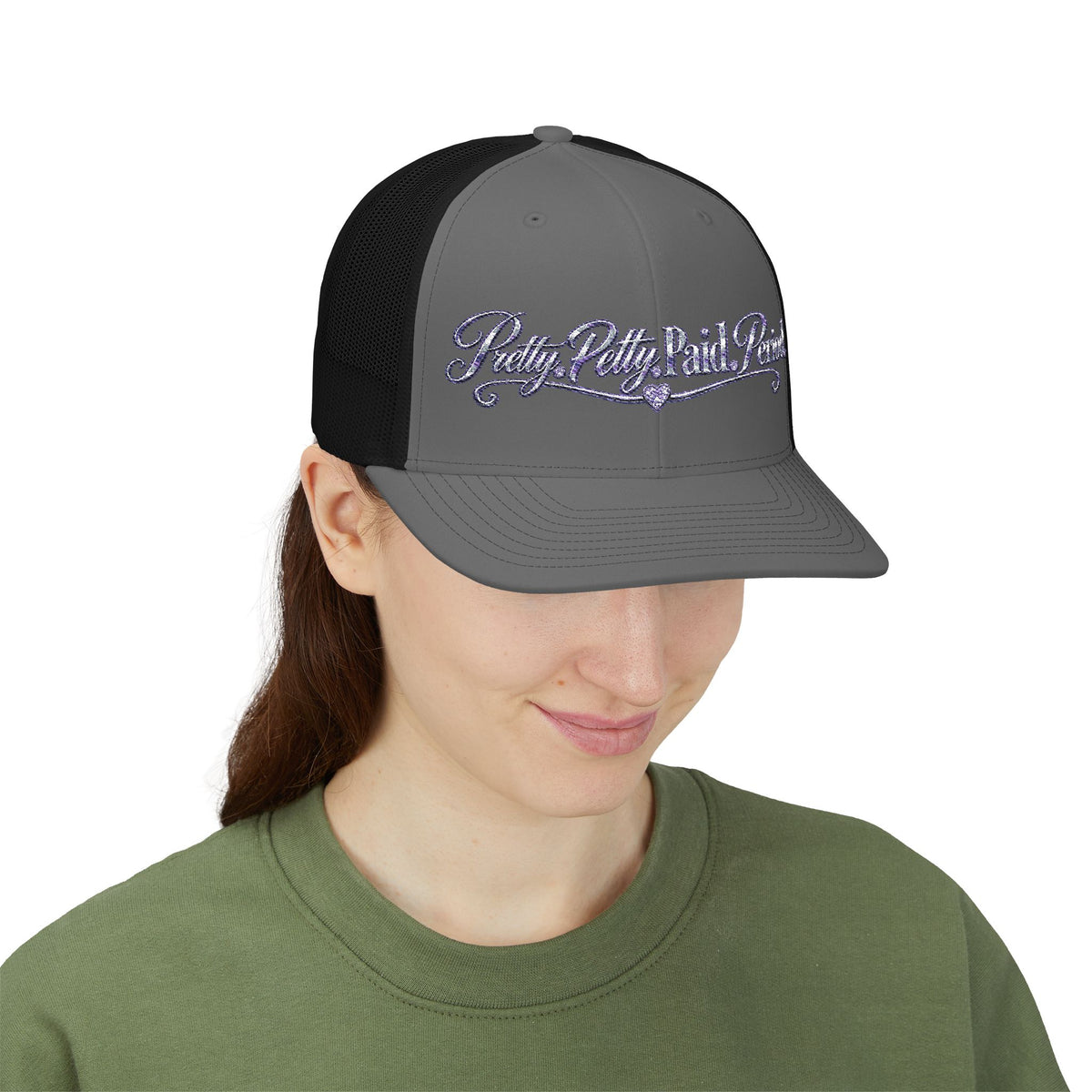 Pretty Petty Paid Period Snapback Cap | Script Rhinestone Style