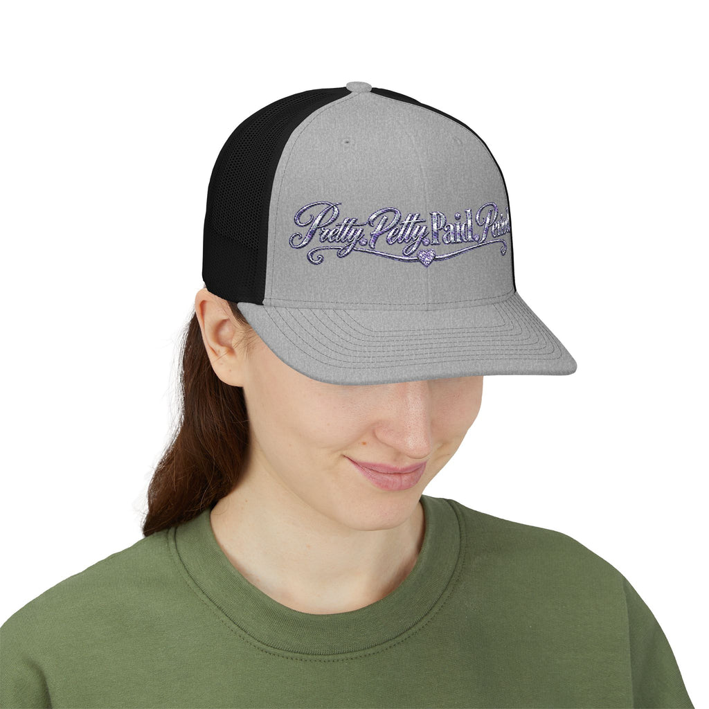 Pretty Petty Paid Period Snapback Cap | Script Rhinestone Style