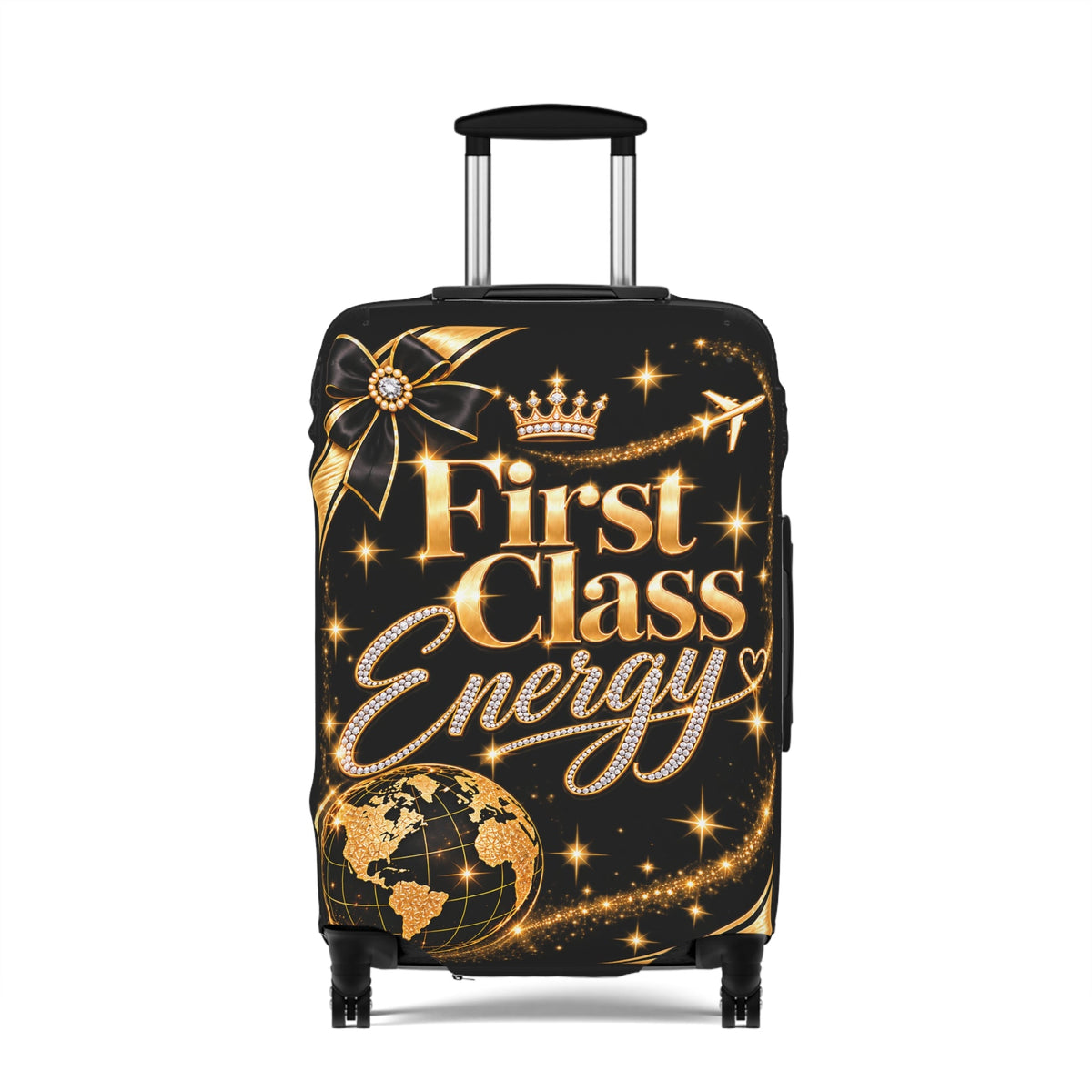 First Class Energy Luggage Cover | Black Gold Travel Sleeve