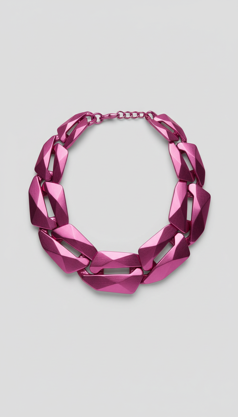 Chunky Magenta Metallic Statement Necklace