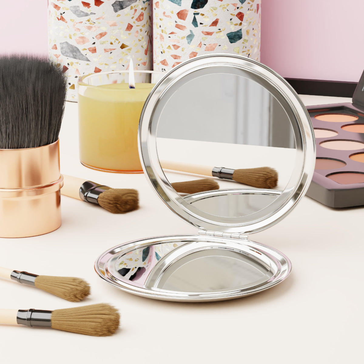 Compact Travel Mirror — "Too Glam to Give a Damn" Sparkle Pocket Mirror