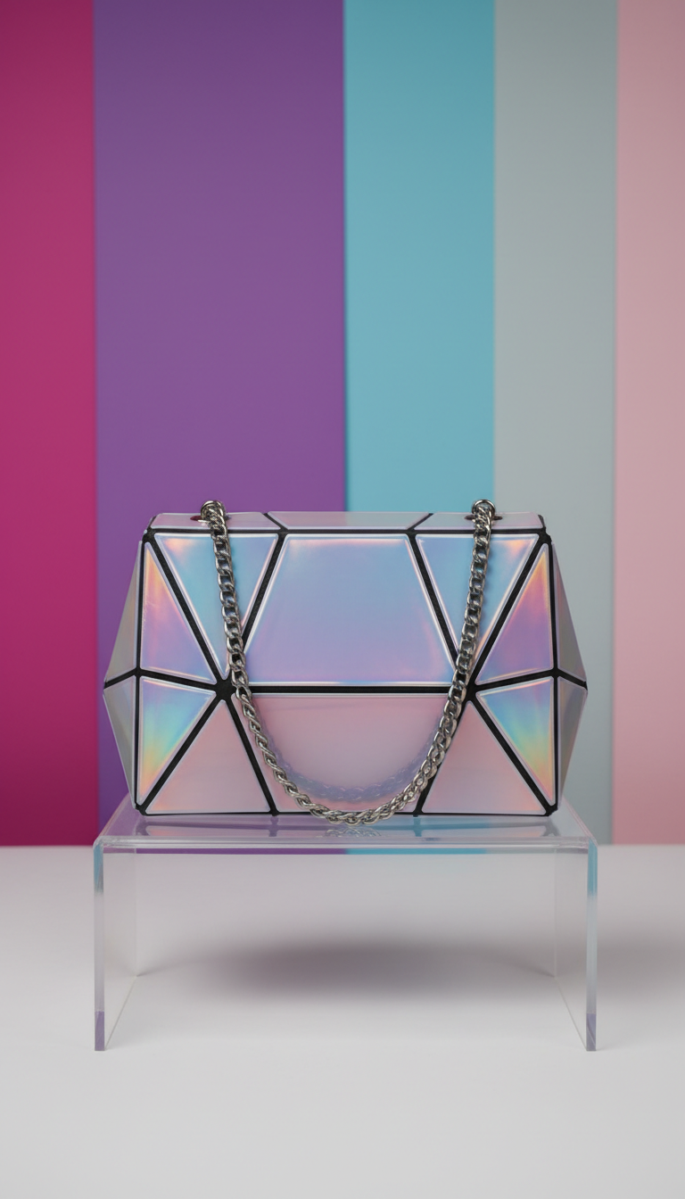 Holographic Handbag with Chain Strap