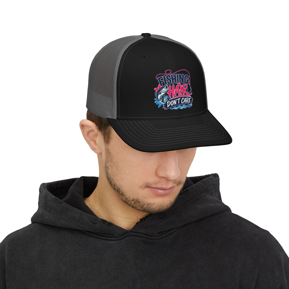 Fishing Hair Don't Care Snapback Cap | Trucker Hat, Fishing Design