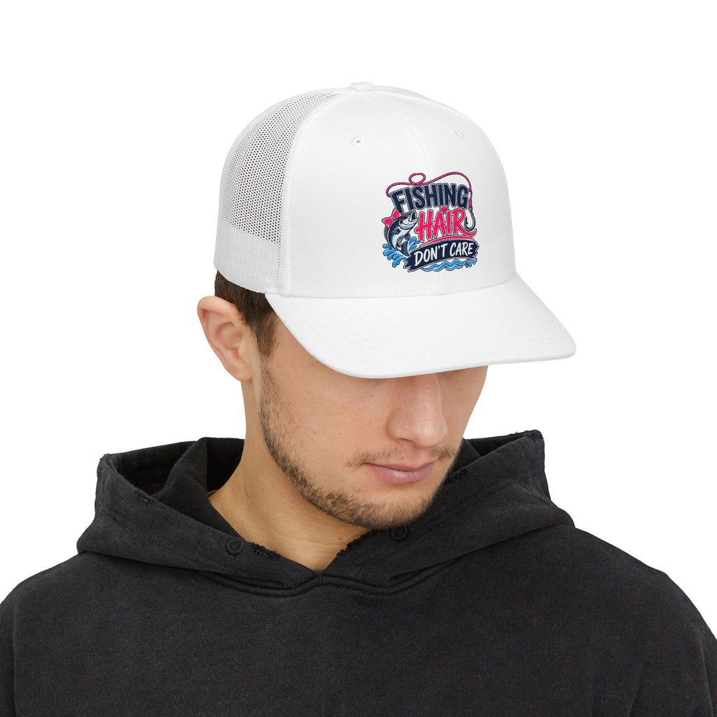 Fishing Hair Don't Care Snapback Cap | Trucker Hat, Fishing Design