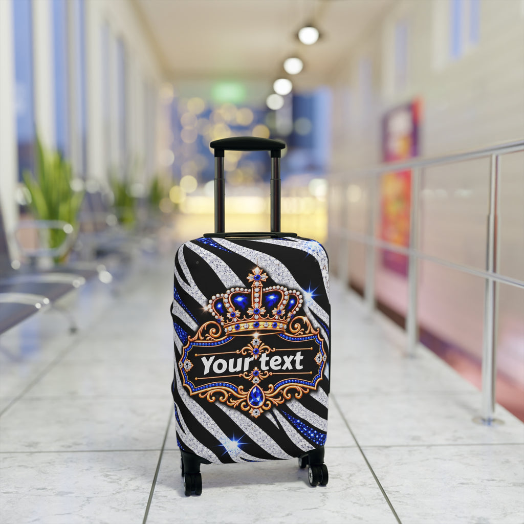 Blue Zebra Print Luggage Cover