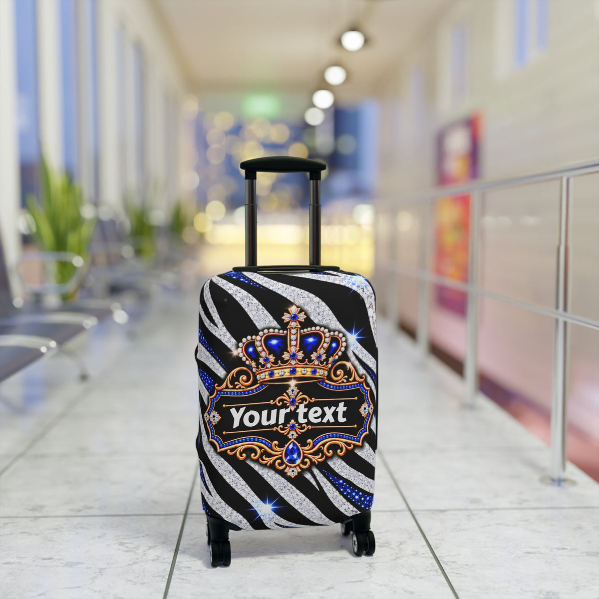 Blue Zebra Print Luggage Cover