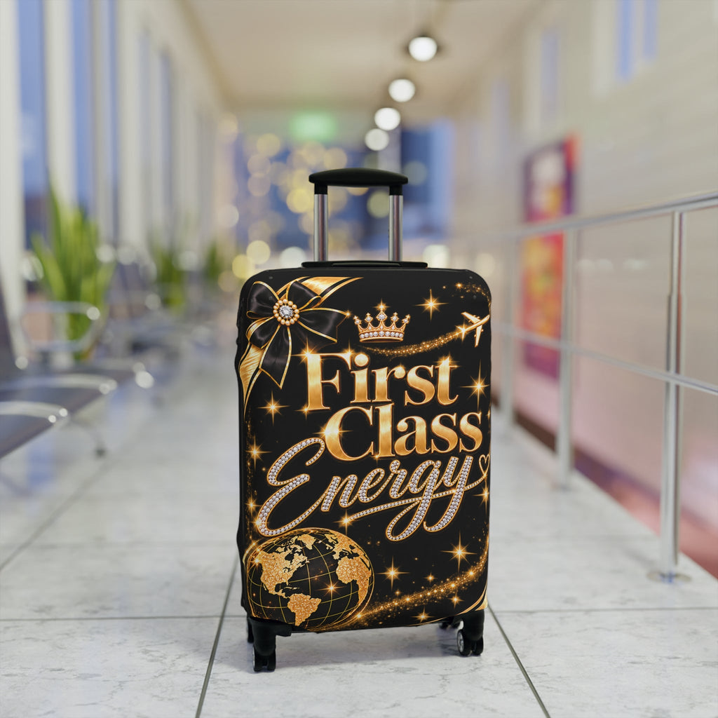 First Class Energy Luggage Cover | Black Gold Travel Sleeve