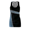Denim Print Racerback Dress | Casual Chic Blue Jean Graphic
