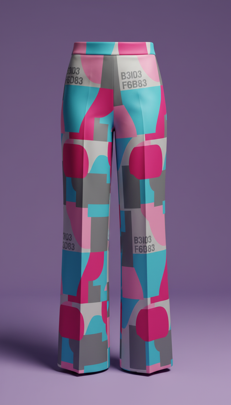 Graphic Wide-Leg Pants in Blue
