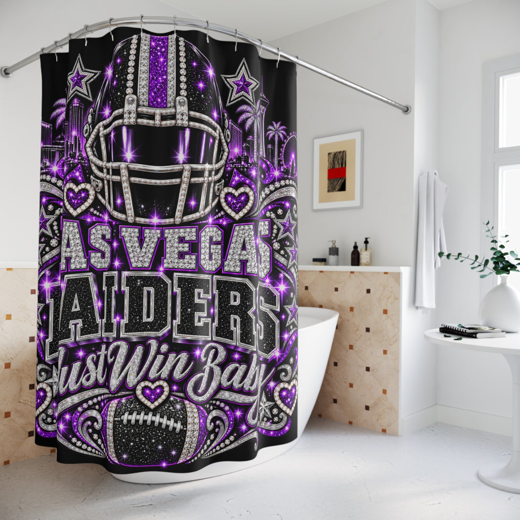 Las Vegas Raiders Fan Girl Bling Shower Curtain | Just Win Baby