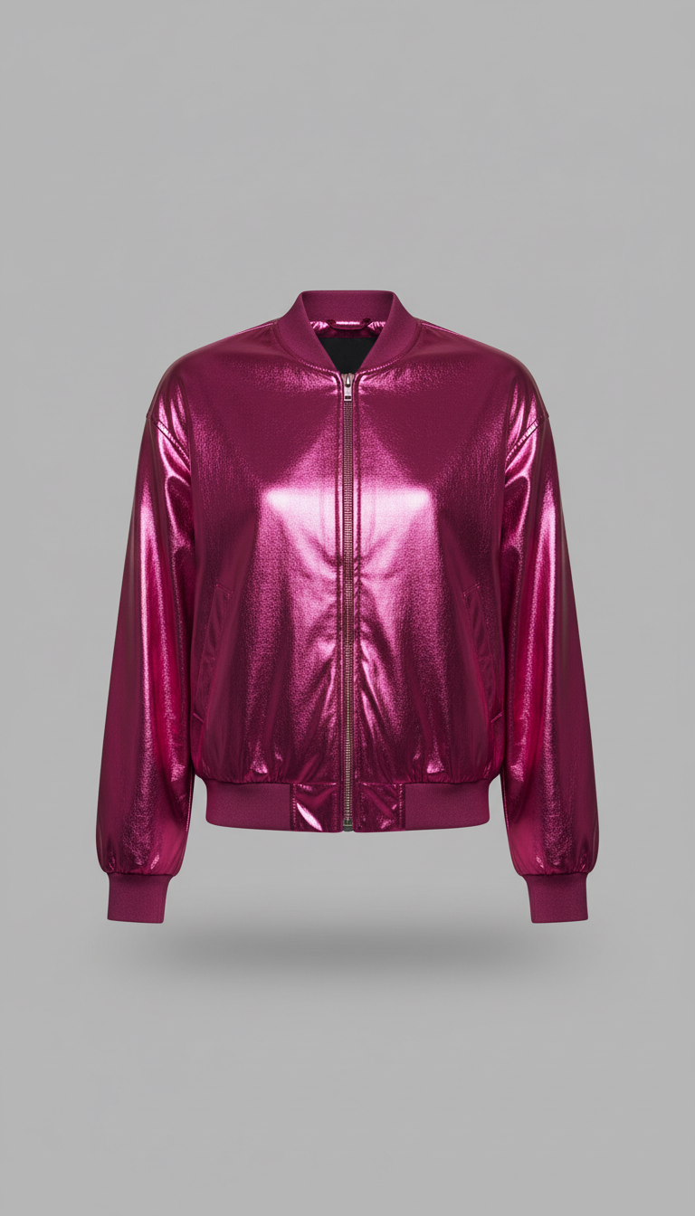 Metallic Bomber Jacket in Silver
