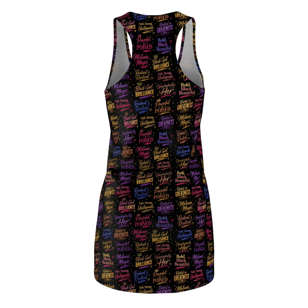 Melanin Affirmation Racerback Dress | Empowerment Typography