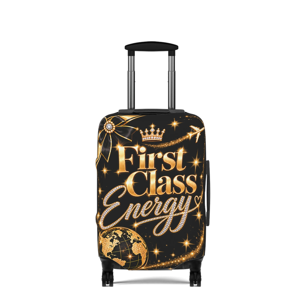 First Class Energy Luggage Cover | Black Gold Travel Sleeve