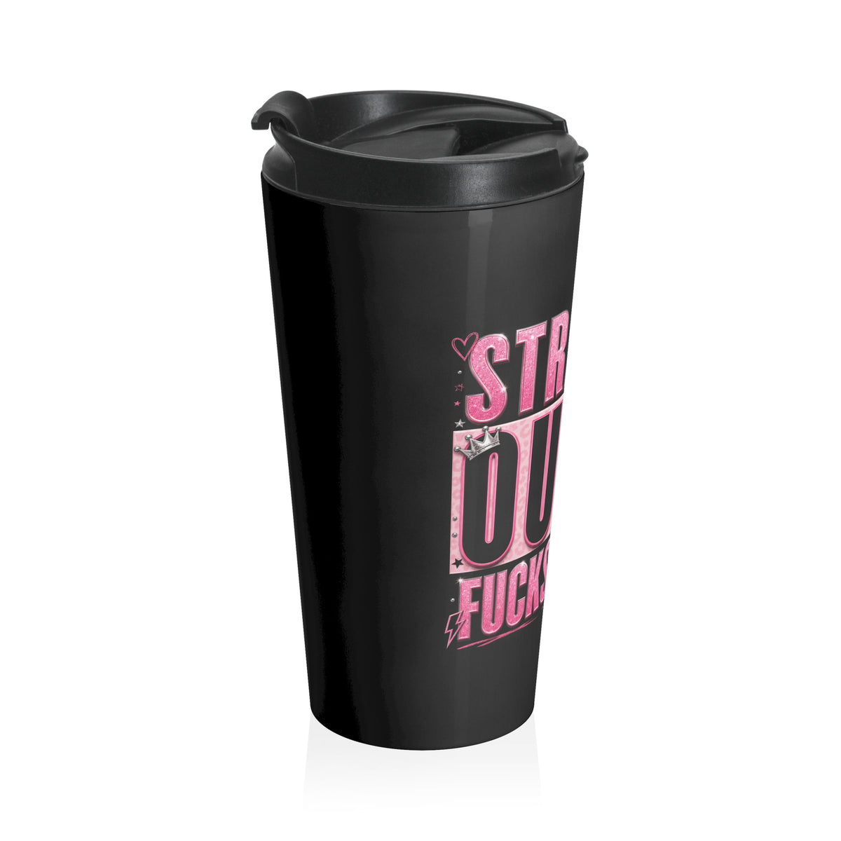Straight Outta F's To Give Stainless Steel Travel Mug | Pink Text