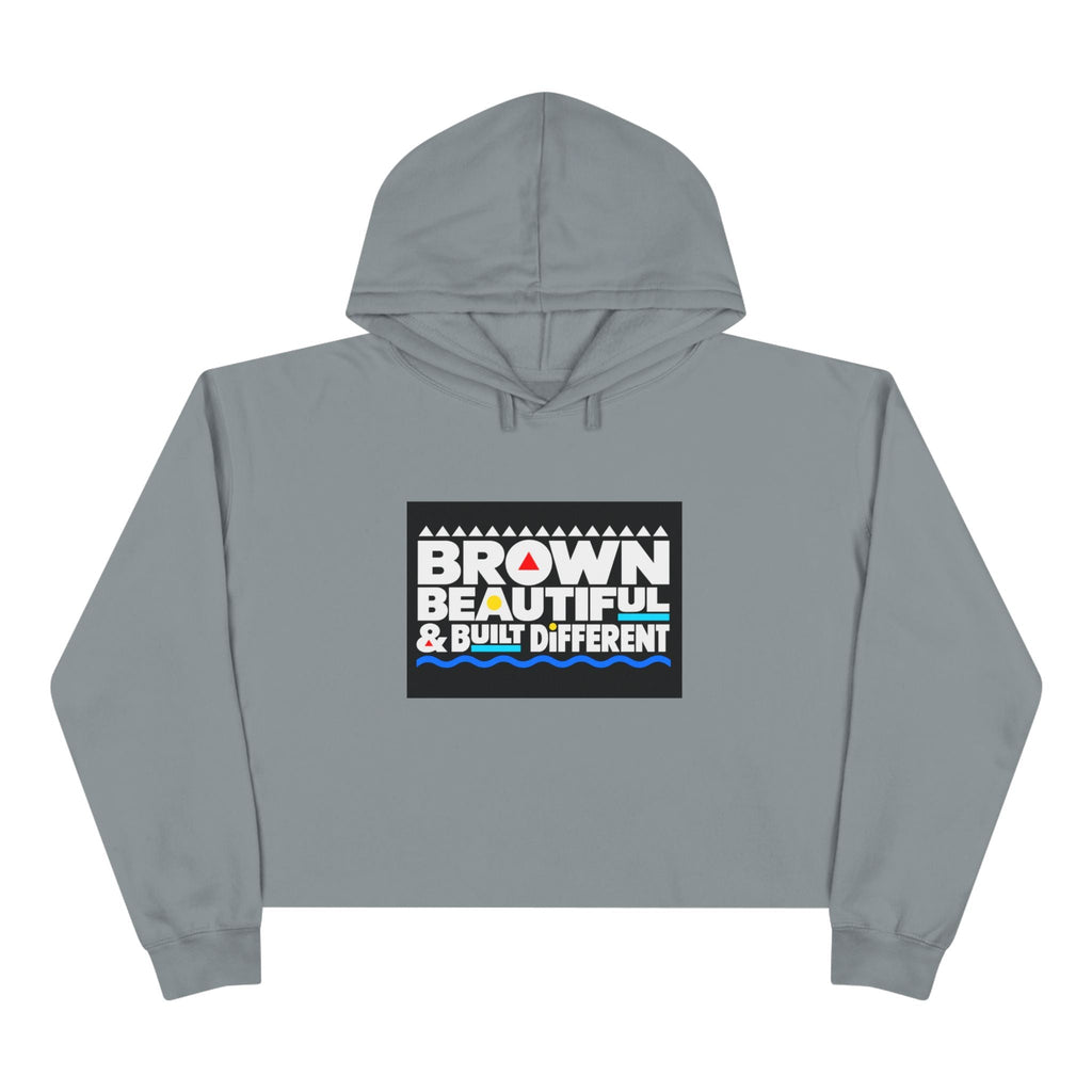 Brown Beautiful & Built Different Crop Hoodie | Empowerment Graphic