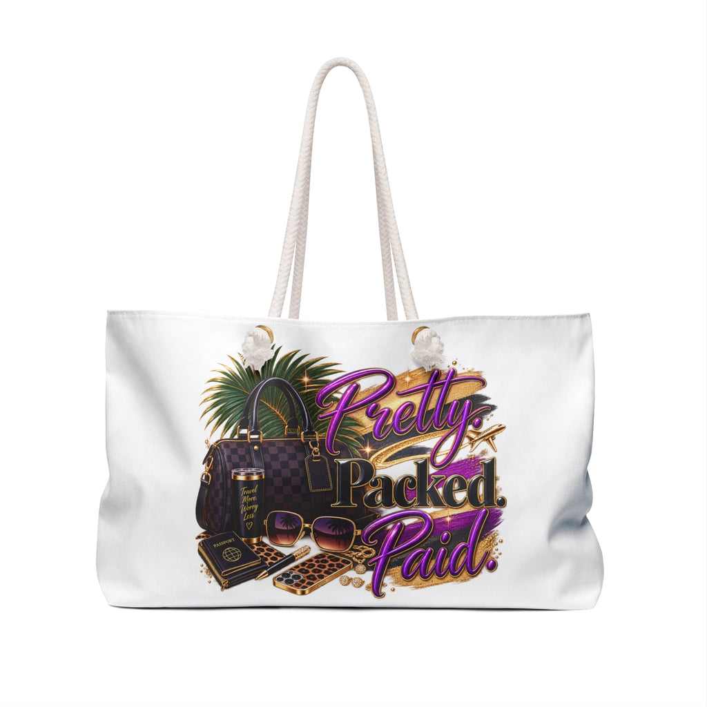 Pretty Packed & Paid Weekender Bag — Luxe Travel Tote for Stylish Getaways