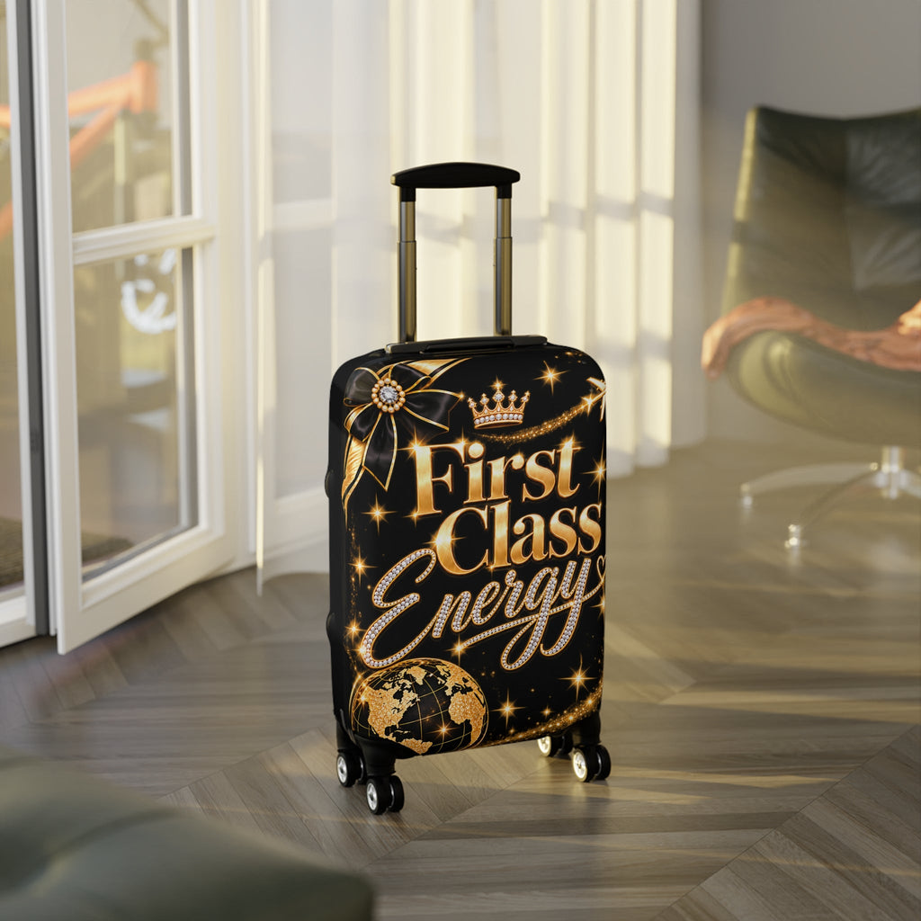 First Class Energy Luggage Cover | Black Gold Travel Sleeve