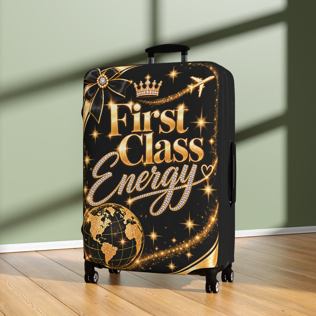 First Class Energy Luggage Cover | Black Gold Travel Sleeve