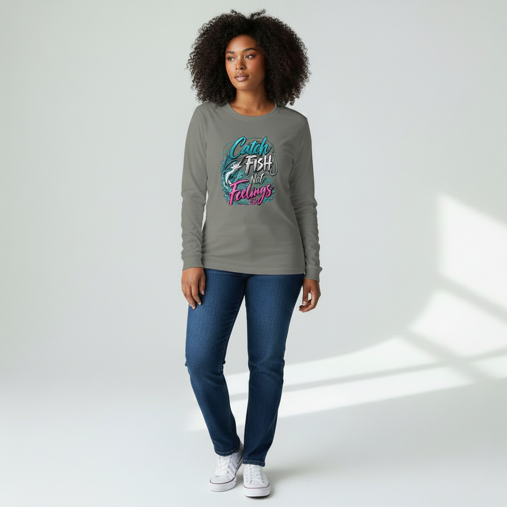 Catch Fish Not Feelings Women's Long Sleeve Shirt - UV Sun Protection Fishing Tee