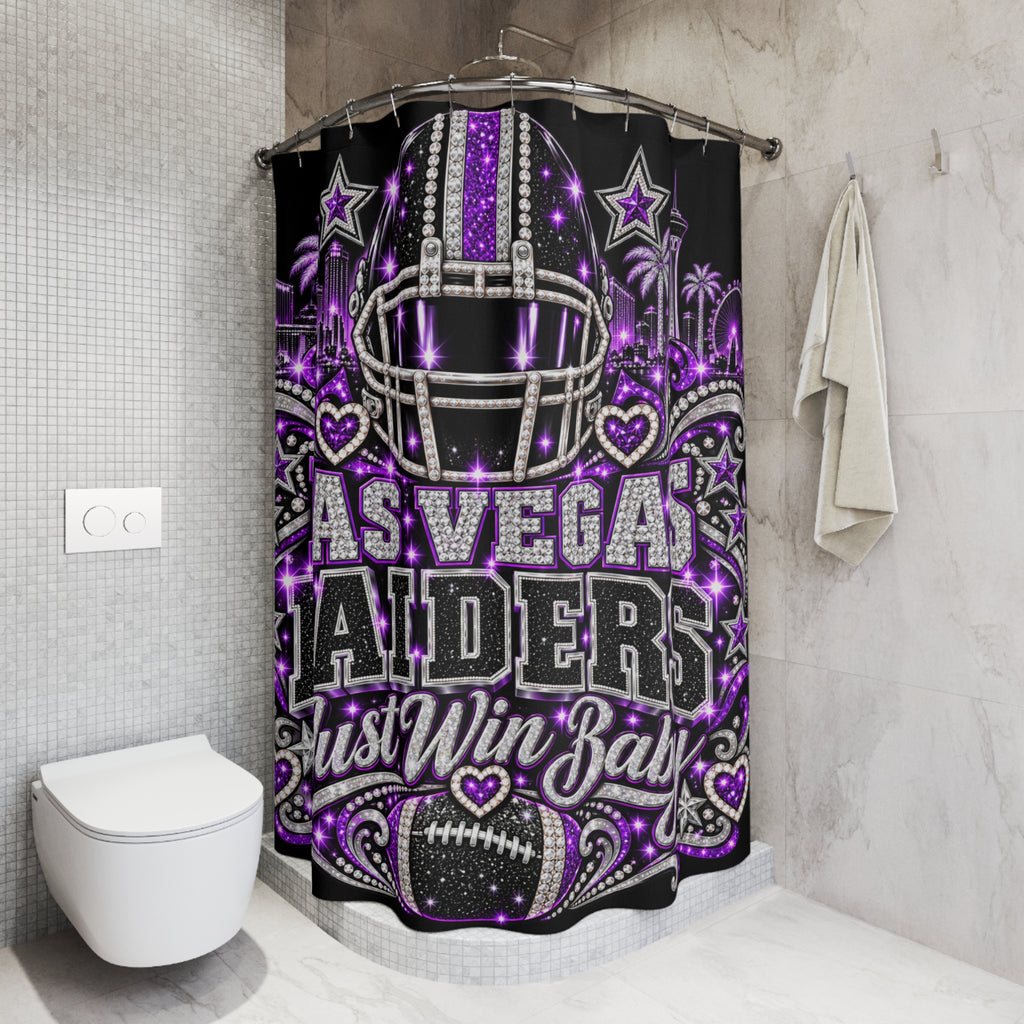 Las Vegas Raiders Fan Girl Bling Shower Curtain | Just Win Baby