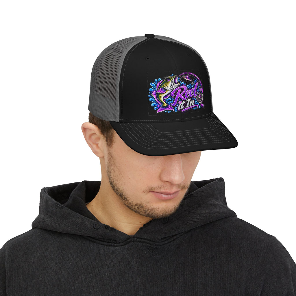 Reel It In fishing trout design Trucker Cap | Snapback mesh hat