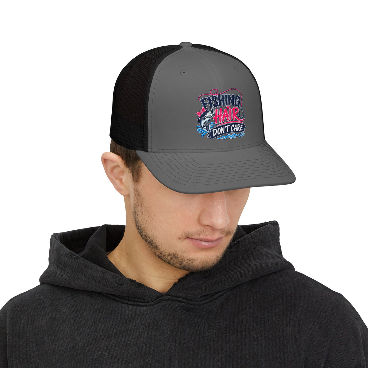 Fishing Hair Don't Care Snapback Cap | Trucker Hat, Fishing Design