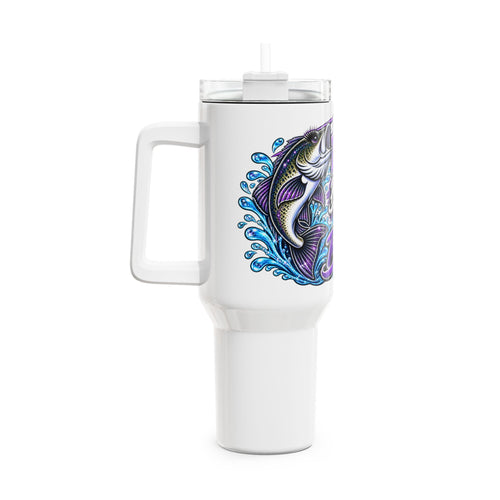 40oz Bass Fishing Tumbler — "Beats Brains & Bass" Insulated Travel Cup